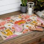 Kittens & Shrooms - Pink & Coral on Cream Outdoor Rug Gallery Image 2