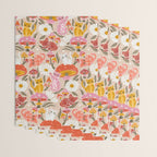 Kittens & Shrooms - Pink & Coral on Cream Wrapping Paper Gallery Image 3