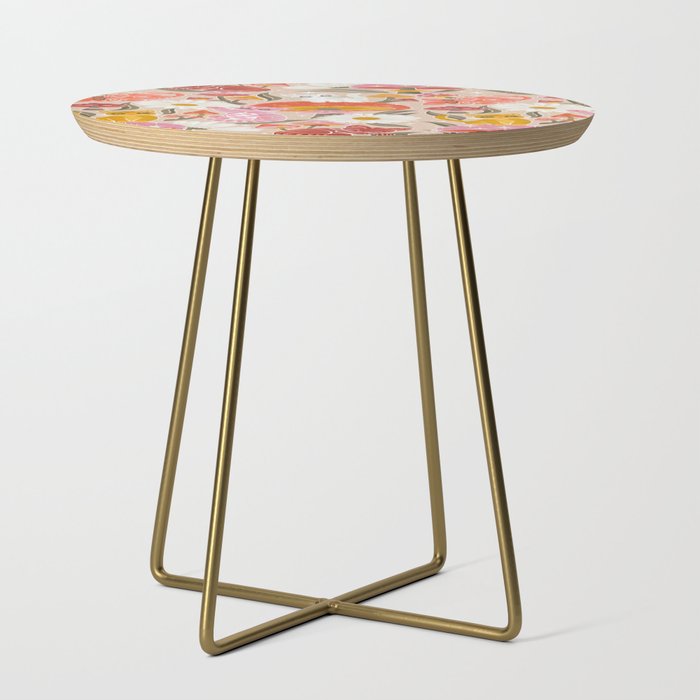 Kittens & Shrooms - Pink & Coral on Cream Side Table Gallery Image 1