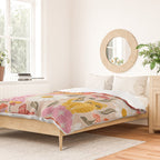 Kittens & Shrooms - Pink & Coral on Cream Duvet Cover Gallery Image 2