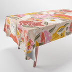 Kittens & Shrooms - Pink & Coral on Cream Tablecloth Gallery Image 1