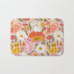Kittens & Shrooms - Pink & Coral on Cream Bath Mat Gallery Image 1
