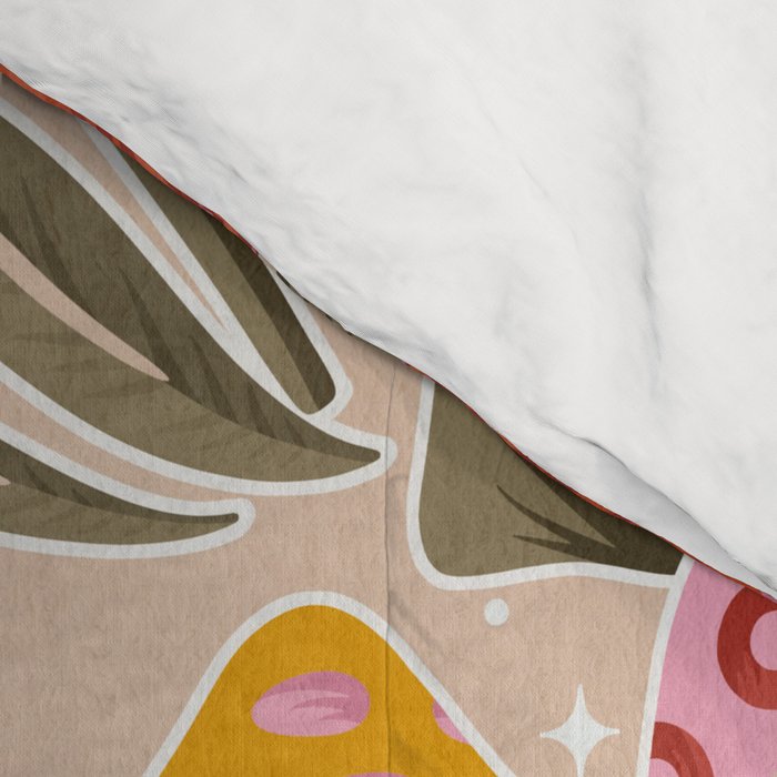 Kittens & Shrooms - Pink & Coral on Cream Comforter Gallery Image 4