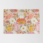 Kittens & Shrooms - Pink & Coral on Cream Rug Gallery Image 2