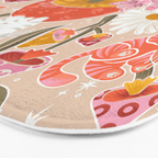 Kittens & Shrooms - Pink & Coral on Cream Bath Mat Gallery Image 3