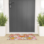 Kittens & Shrooms - Pink & Coral on Cream Welcome Mat Gallery Image 3