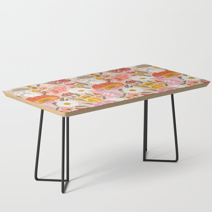 Kittens & Shrooms - Pink & Coral on Cream Coffee Table Gallery Image 1