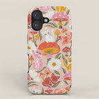 Kittens & Shrooms - Pink & Coral on Cream iPhone Case Gallery Image 1