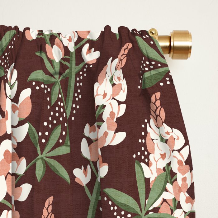 Bluebonnet Floral Brown Peach Multi Window Curtain Gallery Image 2