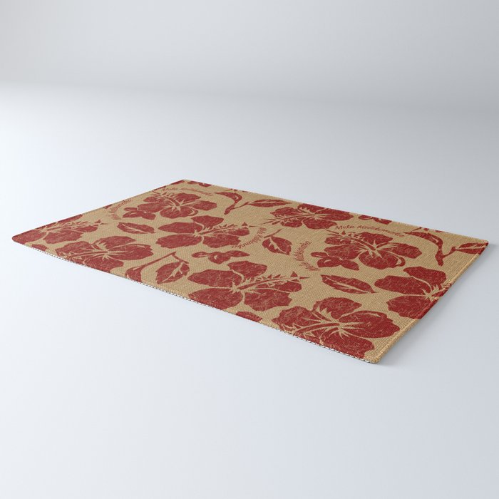 Mele Kalikimaka Vintage Pareau Hawaiian Hibiscus  Rug Gallery Image 3