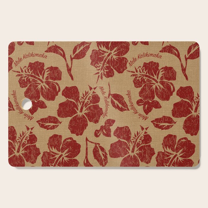 Mele Kalikimaka Vintage Pareau Hawaiian Hibiscus  Cutting Board Gallery Image 1