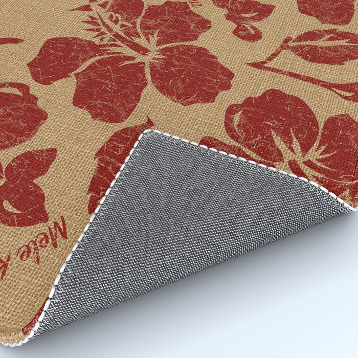 Mele Kalikimaka Vintage Pareau Hawaiian Hibiscus  Rug Gallery Image 4