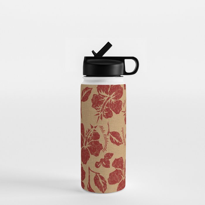 Mele Kalikimaka Vintage Pareau Hawaiian Hibiscus  Water Bottle Gallery Image 1