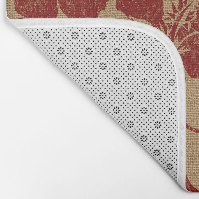 Mele Kalikimaka Vintage Pareau Hawaiian Hibiscus  Bath Mat Gallery Image 2