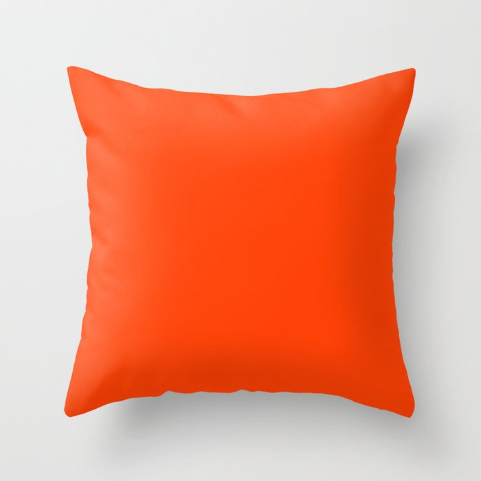 Bright Fluorescent Neon Orange Throw Pillow Gallery Image 6