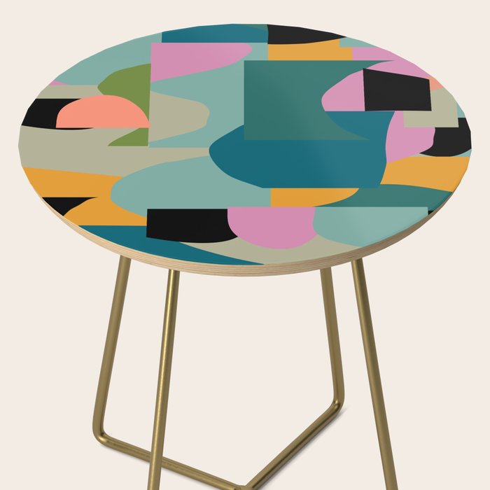 Abstract Collage in Teal Side Table Gallery Image 2