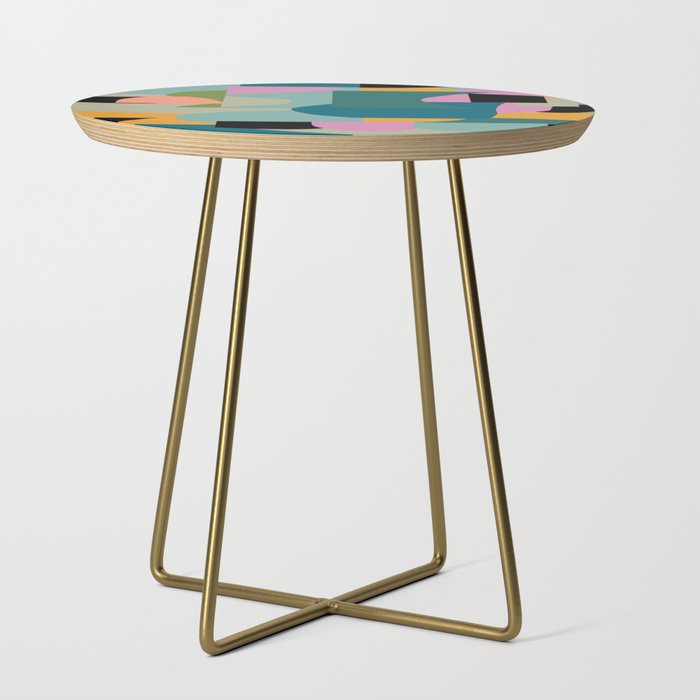 Abstract Collage in Teal Side Table Gallery Image 1