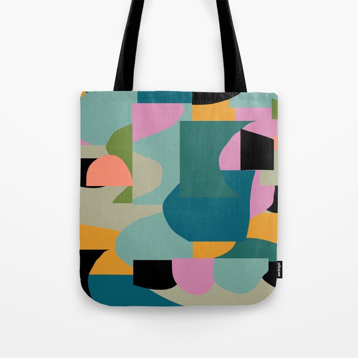 Abstract Collage in Teal Tote Bag Gallery Image 1