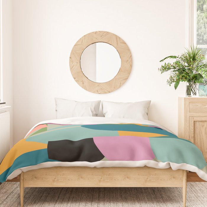 Abstract Collage in Teal Duvet Cover Gallery Image 3