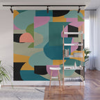 Abstract Collage in Teal Wall Mural Gallery Image 1