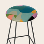 Abstract Collage in Teal Stool Gallery Image 2