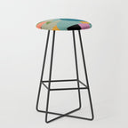 Abstract Collage in Teal Stool Gallery Image 1