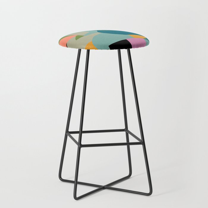 Abstract Collage in Teal Stool Gallery Image 1