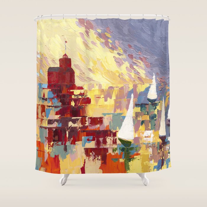 Red Lighthouse in Holland Michigan Shower Curtain Gallery Image 1