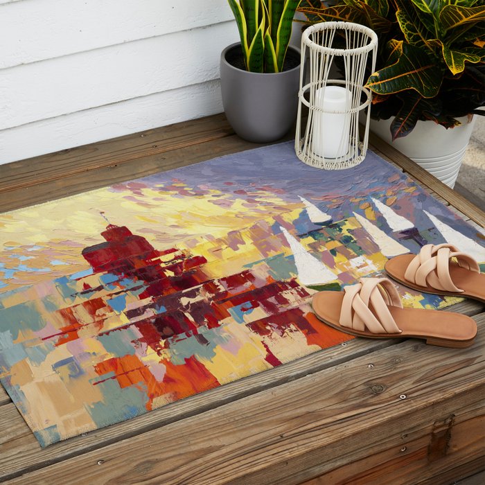 Red Lighthouse in Holland Michigan Outdoor Rug Gallery Image 2