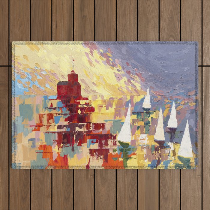 Red Lighthouse in Holland Michigan Outdoor Rug Gallery Image 1