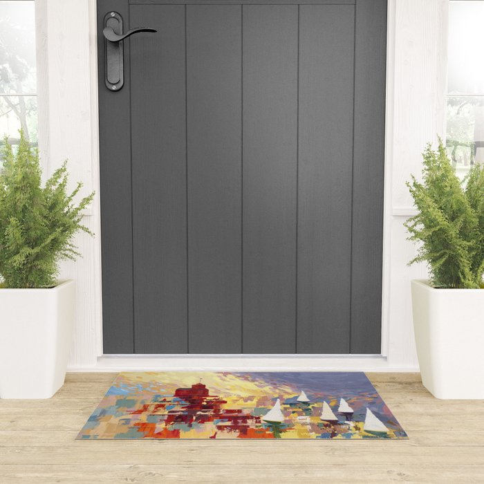 Red Lighthouse in Holland Michigan Welcome Mat Gallery Image 3