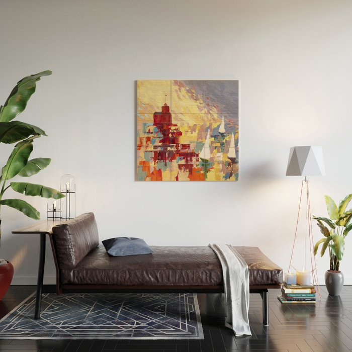 Red Lighthouse in Holland Michigan Wood Wall Art Gallery Image 2