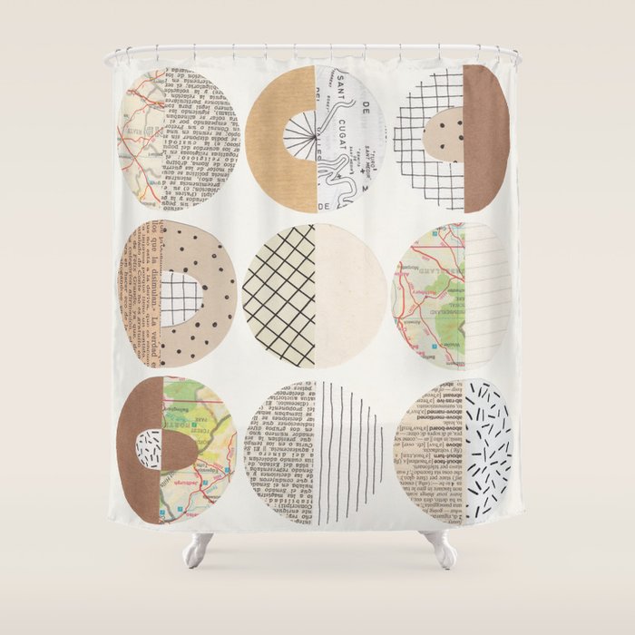 Patterned Circles: Maps & Kraft Paper Shower Curtain Gallery Image 1