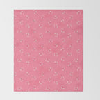 Pressed Posies - Retro Pink Throw Blanket Gallery Image 2