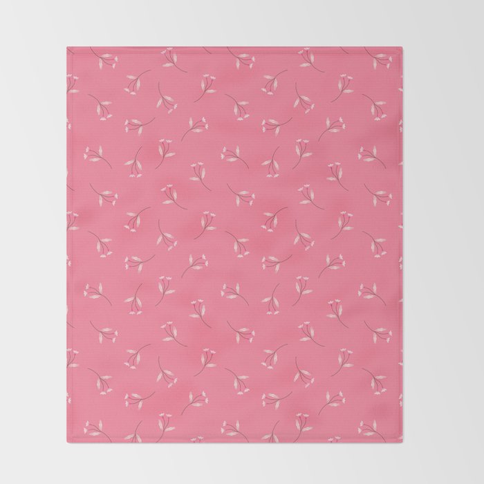 Pressed Posies - Retro Pink Throw Blanket Gallery Image 2