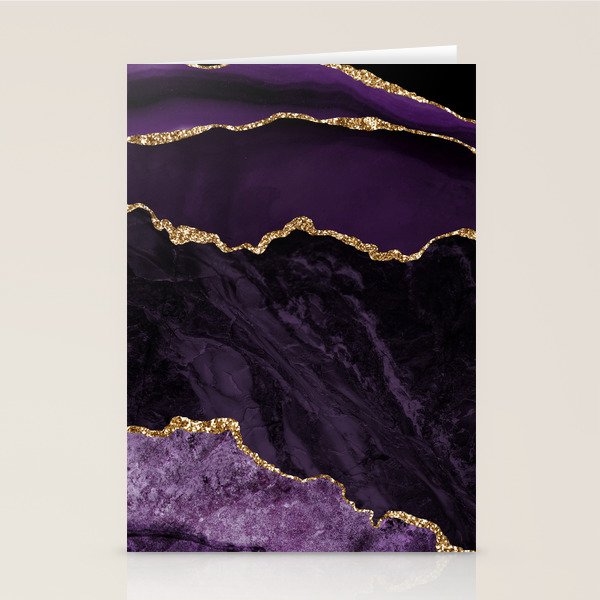 Agate Purple Gold Glitter Design Stationery Card Gallery Image 1