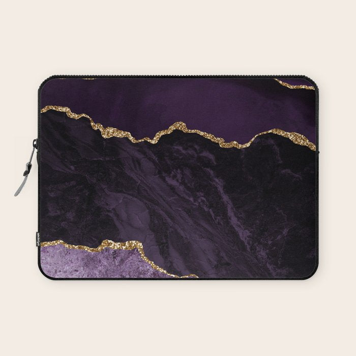 Agate Purple Gold Glitter Design Laptop Sleeve Gallery Image 1