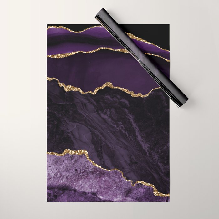Agate Purple Gold Glitter Design Wrapping Paper