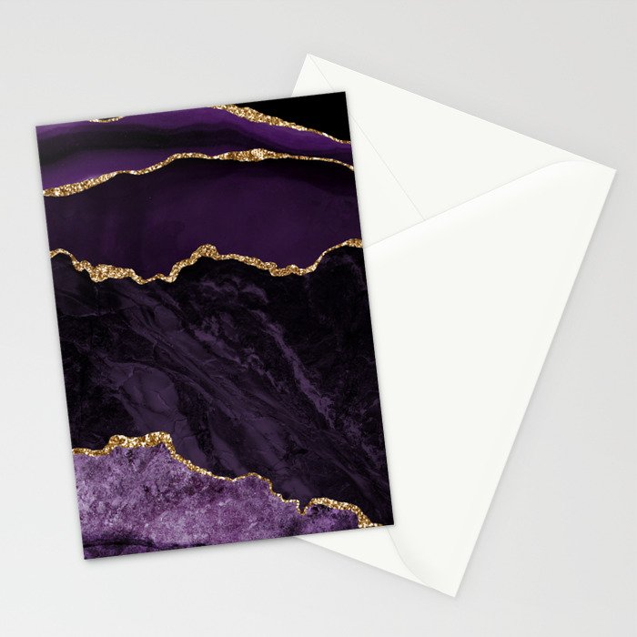 Agate Purple Gold Glitter Design Stationery Card Gallery Image 2