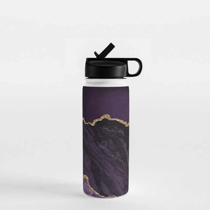 Agate Purple Gold Glitter Design Water Bottle Gallery Image 1