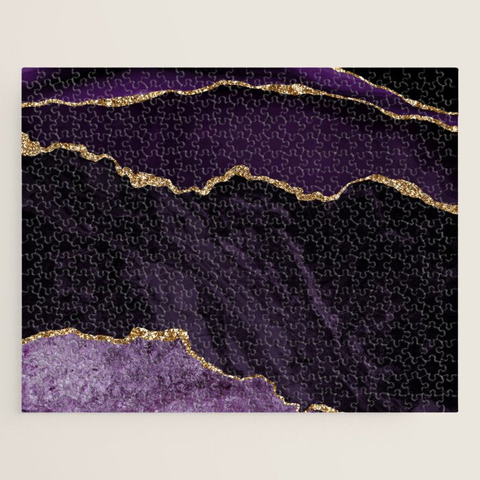Agate Purple Gold Glitter Design Jigsaw Puzzle Gallery Image 1