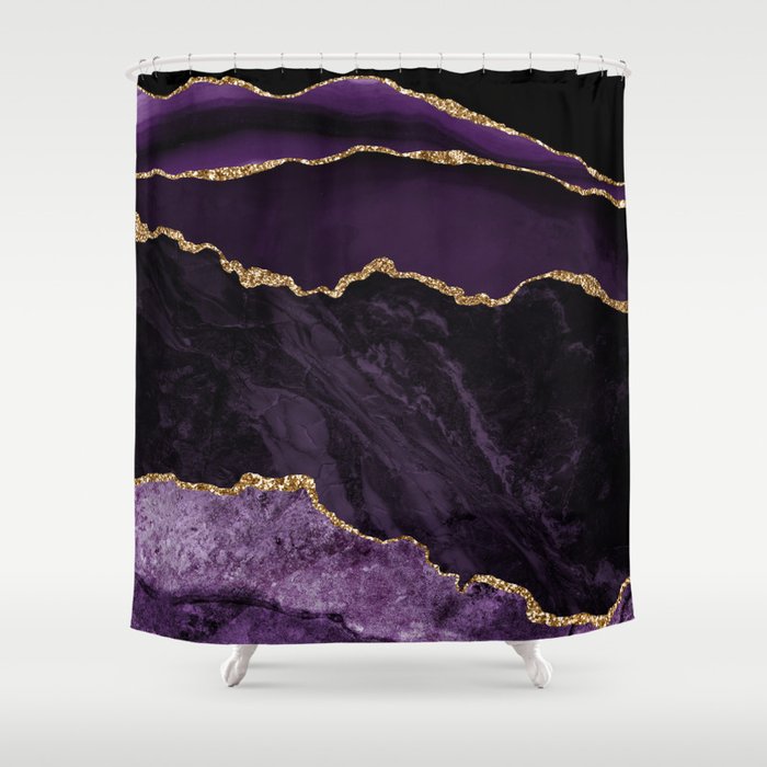 Agate Purple Gold Glitter Design Shower Curtain Gallery Image 1