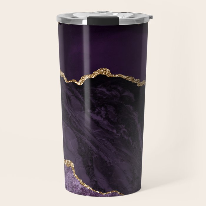 Agate Purple Gold Glitter Design Travel Mug Gallery Image 1