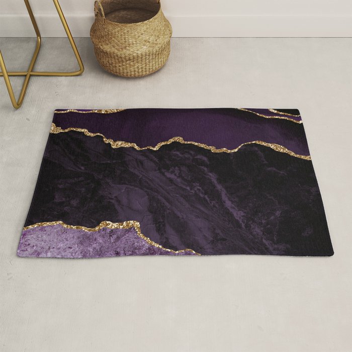 Agate Purple Gold Glitter Design Rug Gallery Image 1
