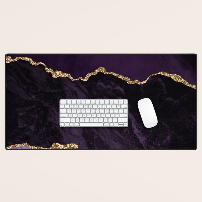 Agate Purple Gold Glitter Design Desk Mat Gallery Image 1