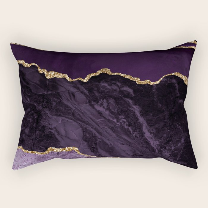 Agate Purple Gold Glitter Design Rectangular Pillow Gallery Image 2