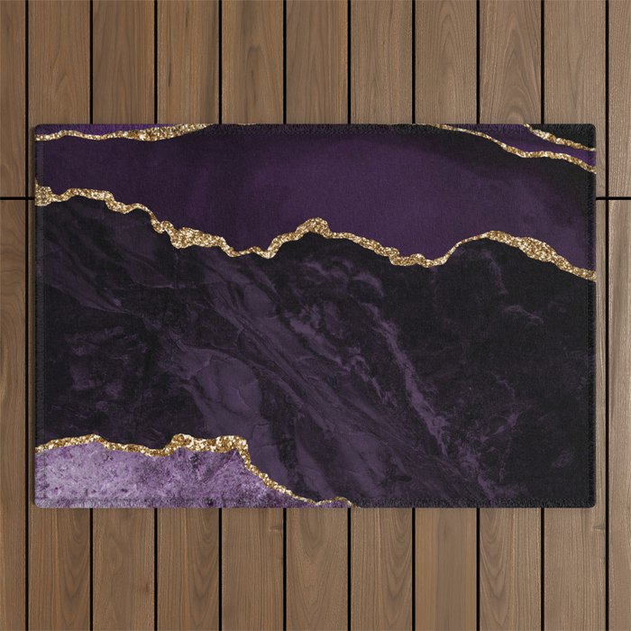 Agate Purple Gold Glitter Design Outdoor Rug Gallery Image 1