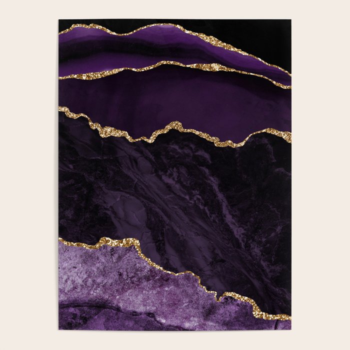 Agate Purple Gold Glitter Design Poster Gallery Image 1