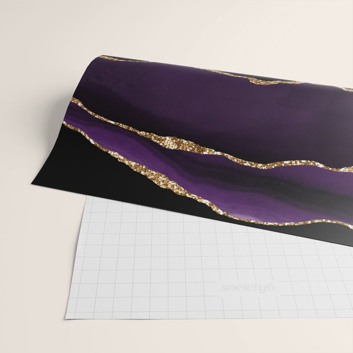 Agate Purple Gold Glitter Design Wrapping Paper Gallery Image 2