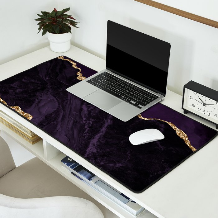 Agate Purple Gold Glitter Design Desk Mat Gallery Image 2